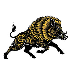 Golden Boar Illustration Art Vector Design.jpg