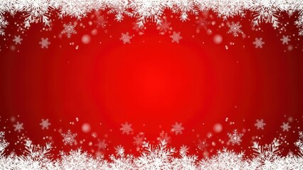 Festive red christmas background with snowflakes and white border