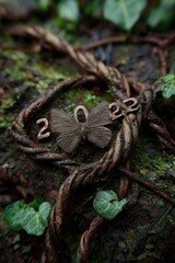 Obraz premium A butterfly sitting on a tree branch in the woods