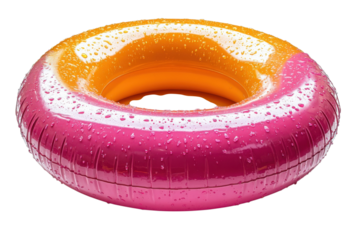 Summer Splash Pink and Orange Inflatable Ring with Water Droplets Pool Fun Water Sport Holiday Fun