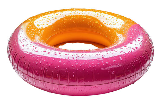 Summer Splash Pink and Orange Inflatable Ring with Water Droplets Pool Fun Water Sport Holiday Fun