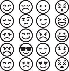 Funny Cartoon Face Expressions and Emotions Vector Icons