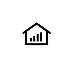 Fototapeta premium House icon with internal analytic graph symbol representing rising property data and market growth