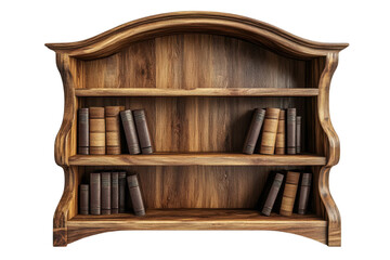 Vintage Wooden Bookshelf with Antique Books Collection Rustic Library Interior Decor Study Room