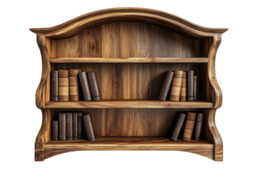 Vintage Wooden Bookshelf with Antique Books Collection Rustic Library Interior Decor Study Room