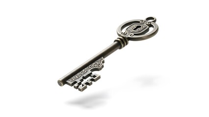 a floating key on a white background