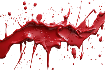 Abstract crimson paint splash on black background red ink splatter art blood drip contemporary