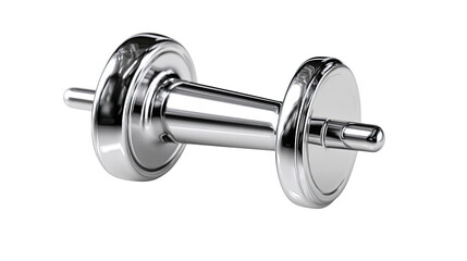 The embodiment of Strength: The sleek silver dumbbell, a testament to the pursuit of physical prowess and well-being.