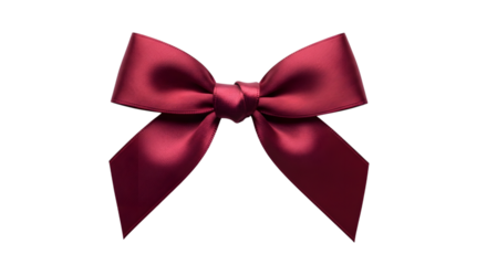 Elegant deep red satin bow for gifts and celebrations isolated on transparent background