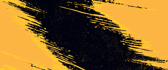 AbstraaBlack and yellow abstract background with brush stroke and halftone style. abstract grungect blue geometric background. Dynamic shapes composition.vector