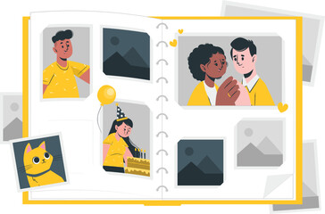 Photo Album with Family and Birthday Memories scrapbook couple