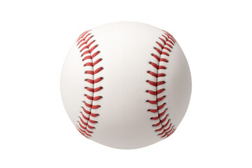 Baseball ball isolated on transparent background, featuring red stitching detail for sport, game, and play concepts
