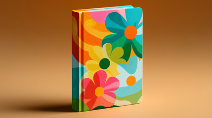 Groovy 70s notebook mock-up with abstract psychedelic patterns retro vintage design stationery generated ai