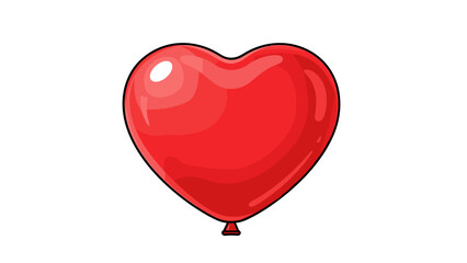 Red heart-shaped balloon on white background