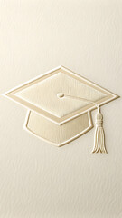 Embossed graduation cap with tassel on cream textured full hd 4k stock image download background education