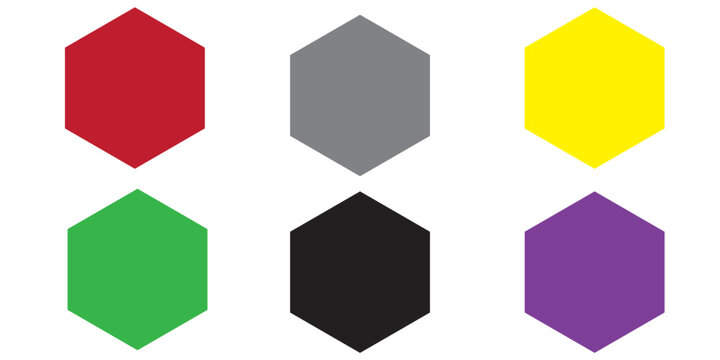 Hexagon icon of vector geometry hexagonal six sided polygon hexagon line. Geometric hexagon shape for graphic design.