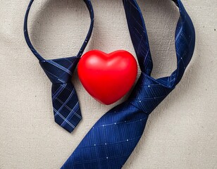 Affectionate fatherhood concept with ties and heart: A symbol of love and family bonds