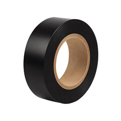 Black adhesive tape roll on white background  