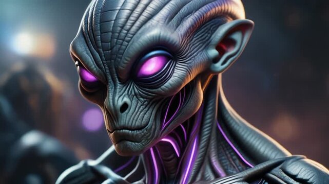 Menacing Alien Stares with Glowing Eyes