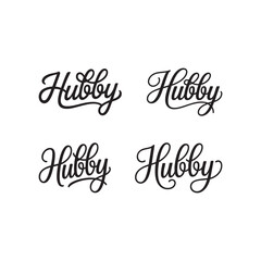 Stylish Bold Stroke Hubby Lettering in Joining Script Style for Modern Vector Backgrounds, Perfect for Romantic Themes, Couple Designs, Love Messages, and Elegant Typography Artwork
