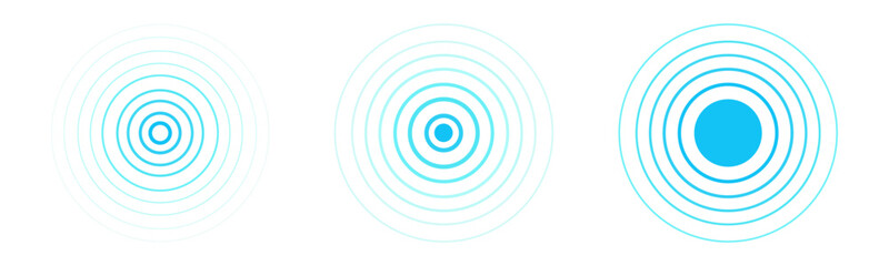 Radial pulsation. Radio station signal. Expanding circles showing waves  Sound wave background.  Source of pain. Vector