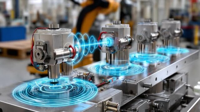 Industrial Automation: A mesmerizing tableau of precision engineering, as advanced machinery meticulously handles complex components with seamless efficiency.