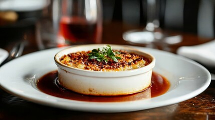 A delicate dish presented on a dining table.