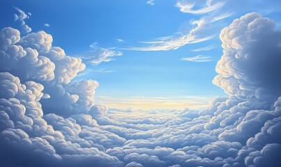 Captivating artwork portraying a peaceful sky landscape.
