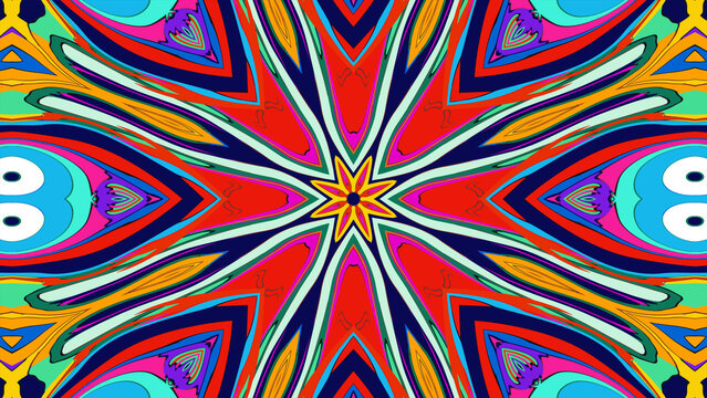 Psychedelic Sacred Geometry Mandala, Music Visualizer Background