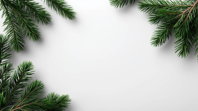 Elegant Christmas holiday pine branches with lush greenery and natural foliage, perfect for festive decoration, seasonal design, and winter celebration backgrounds - Powered by Adobe