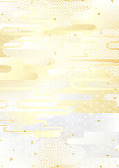 日本のいろいろな伝統模様を組み合わせた華やかな金銀の背景イラスト