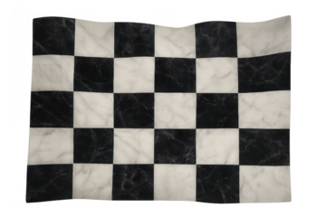 Black and white marble checkerboard pattern with textured squares on a transparent background