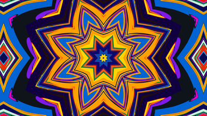 Psychedelic Spiral Kaleidoscope, Vibrant Symmetrical Pattern