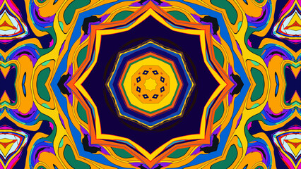 Psychedelic Spiral Kaleidoscope, Vibrant Symmetrical Pattern