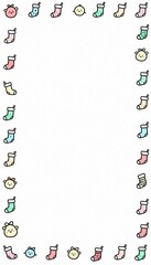 Simple Christmas Doodle Frame with Small Icons of Stockings and Smiling Faces for Creative Holiday Designs