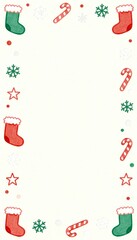 Festive Christmas Doodle Frame with Colorful Icons of Stockings and Candies for Cheerful Seasonal Designs