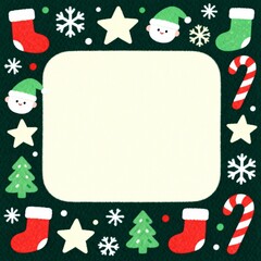 Fun and Festive Christmas Doodle Frame with Icons of Snowflakes, Stars, Stockings, and Candy Canes for Holiday Celebrations