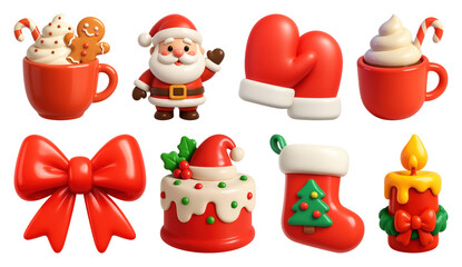 Fototapeta premium PNG Festive holiday icons collection, element set on transparent background