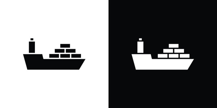 Cargo ship icon, A flat minimalist vector illustration