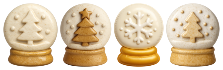 PNG Festive cookie snow globe designs, element set on transparent background
