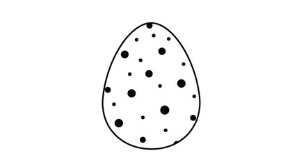 A simple black outline of an Easter egg decorated with various sized polka dots, isolated on a plain white background.