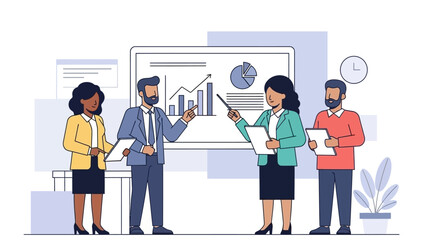 Fototapeta premium Business Team Analyzing Data and Charts in a Presentation.