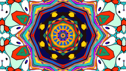 Psychedelic Kaleidoscope Mandala, Indian and Tibetan Festival Visual