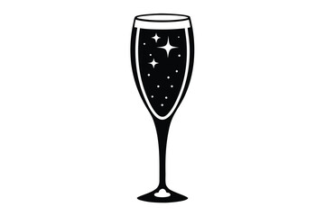 sparkling champagne flute vector icon silhouette i