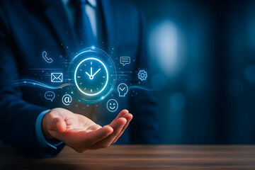 Naklejka premium Business time management and productivity communication concept