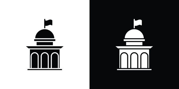Government icon, A flat minimalist vector illustration