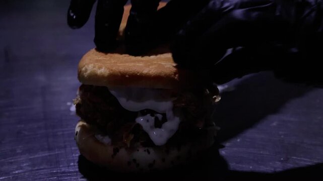 Putting Burger Bun On Top Of Crispy Chicken Zinger