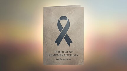 refined greeting card cover template for holocaust remembrance day memorial illustration template featuring simple remembrance ribbon and stone-like 