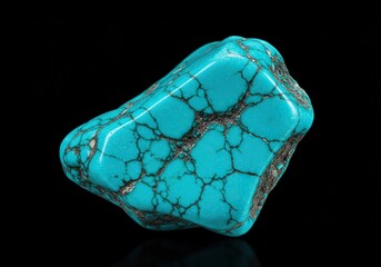 Vibrant blue-green turquoise gemstone, showcasing its natural matrix and unique veining, a raw and earthy mineral specimen ,sky blue ,gemstone ,veining