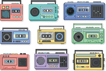 Retro Boombox Collection Vintage Audio Player Stickers for Music Lovers © Chico Store